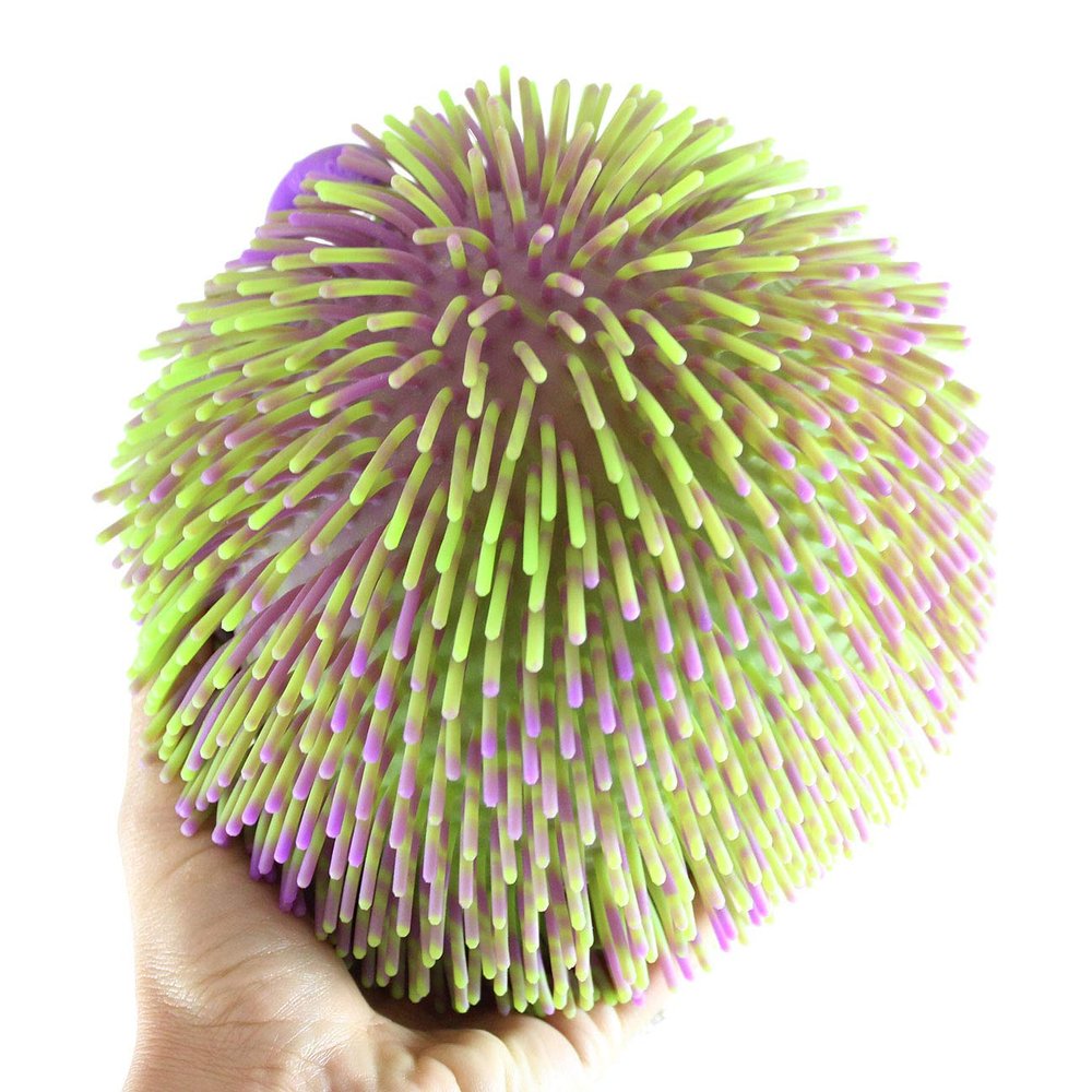 Curious Minds Busy Bags 1 Multi-Color Tie Dye Swirl Jumbo 8" Puffer Ball - Sensory Therapy Fidget Stress Balls - OT Autism SPD (1 Green and Purple Ball)