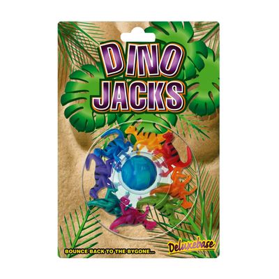 Deluxebase Jacks Game - Dino from Traditional Retro Games with Dinosaur Figurines and Bouncy Ball. Great Novelty Gifts for Family Fun and Party Favors for Kids.