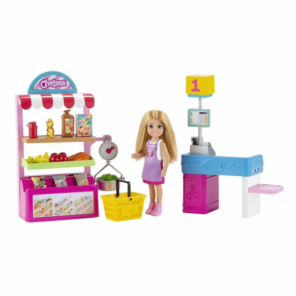 Barbie Chelsea Can Be Doll & Snack Stand Playset with 15+ Accessories Including Snack Stand, Register & Shopping Basket, Blond Doll