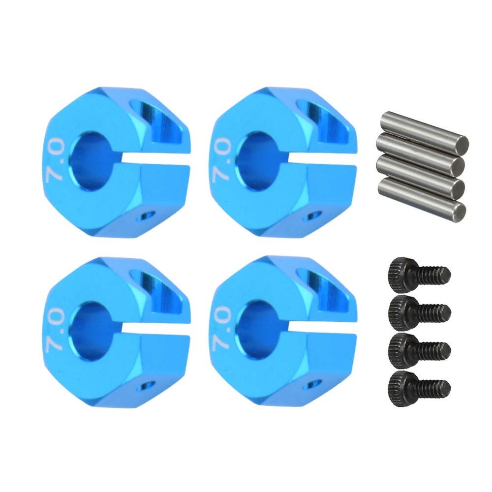 4PCS 12mm RC Model Hex Adaptor, Hex Wheel Hub Adapter, Wheel Hex Drive Adapter with Pins & Screws for Rc Model Car Parts