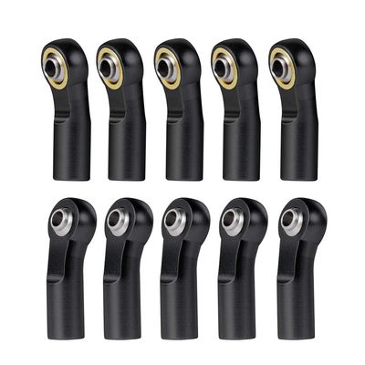 10Pcs Link Rod End Joint Aluminum Bend/Curved Ball Joints M3 Metal Ball End Head Holder Tie for 1/10 RC Axial SCX10 90046 (Black)
