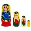 Wooden Semenov Yellow Scarf Nesting Dolls - Blue Rose Matryoshka 3.6 Inches view 1