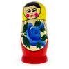 Wooden Semenov Yellow Scarf Nesting Dolls - Blue Rose Matryoshka 3.6 Inches view 3