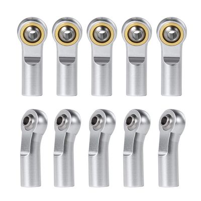 10Pcs Aluminum Link Rod End Joint M3 Metal Ball End Head Holder Tie for 1/10 RC Axial SCX10 90046 (Silver)