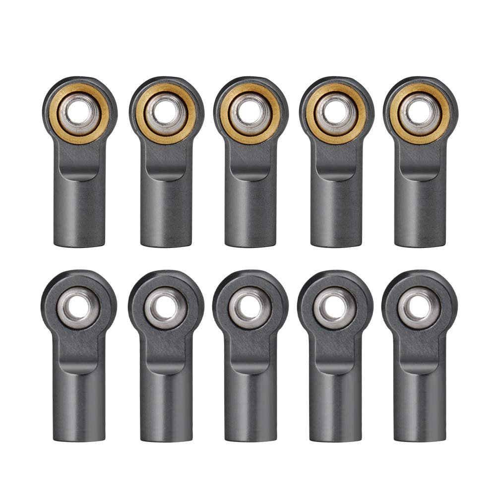 10Pcs Link Rod End Joint Aluminum M4 Metal Ball End Head Holder Tie for 1/10 RC SCX10 Cars Parts (Titanium)