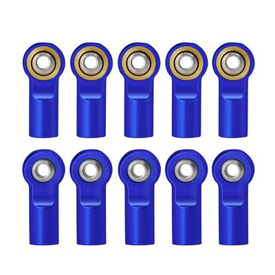 10Pcs Link Rod End Joint Aluminum M4 Metal Ball End Head Holder Tie for 1/10 RC SCX10 Cars Parts (Royal Blue)