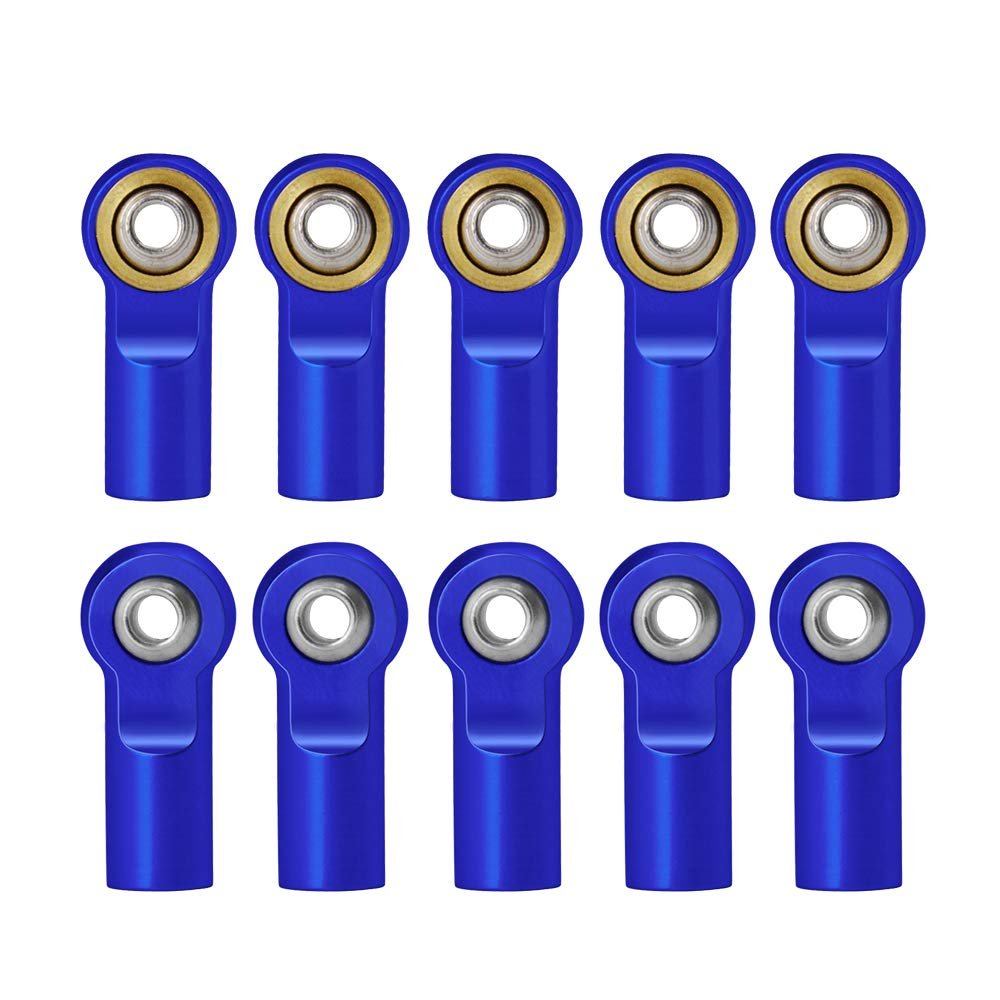 10Pcs Link Rod End Joint Aluminum M4 Metal Ball End Head Holder Tie for 1/10 RC SCX10 Cars Parts (Royal Blue)