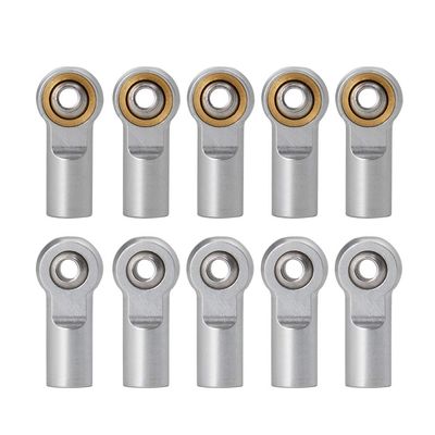 10Pcs Link Rod End Joint Aluminum M4 Metal Ball End Head Holder Tie for 1/10 RC SCX10 Cars Parts (Silver)