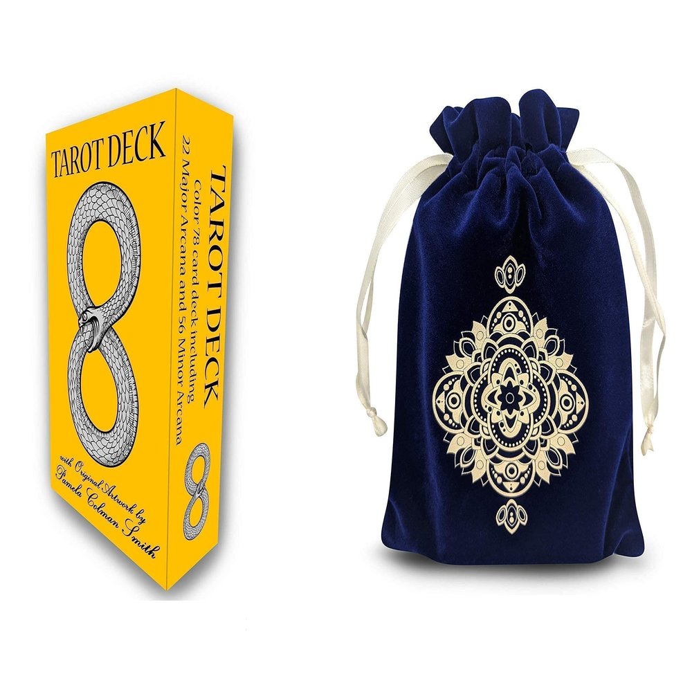 Miriyan Classic Tarot Card Deck and Spiritual Mandala Tarot Bag Bundle | This Tarot Deck has a Modern Flair with a Matching Geometric Mandala on The Tarot Cards Backs & Tarot Card Bag