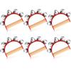 6 Pieces Sleigh Bell Christmas Handle Bells Instrument Musical Shaking Wooden Handbell with 5 Bells for Christmas Party, School Band Performances, Classroom Percussion Music view 1
