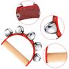 6 Pieces Sleigh Bell Christmas Handle Bells Instrument Musical Shaking Wooden Handbell with 5 Bells for Christmas Party, School Band Performances, Classroom Percussion Music view 3