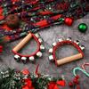 6 Pieces Sleigh Bell Christmas Handle Bells Instrument Musical Shaking Wooden Handbell with 5 Bells for Christmas Party, School Band Performances, Classroom Percussion Music view 4