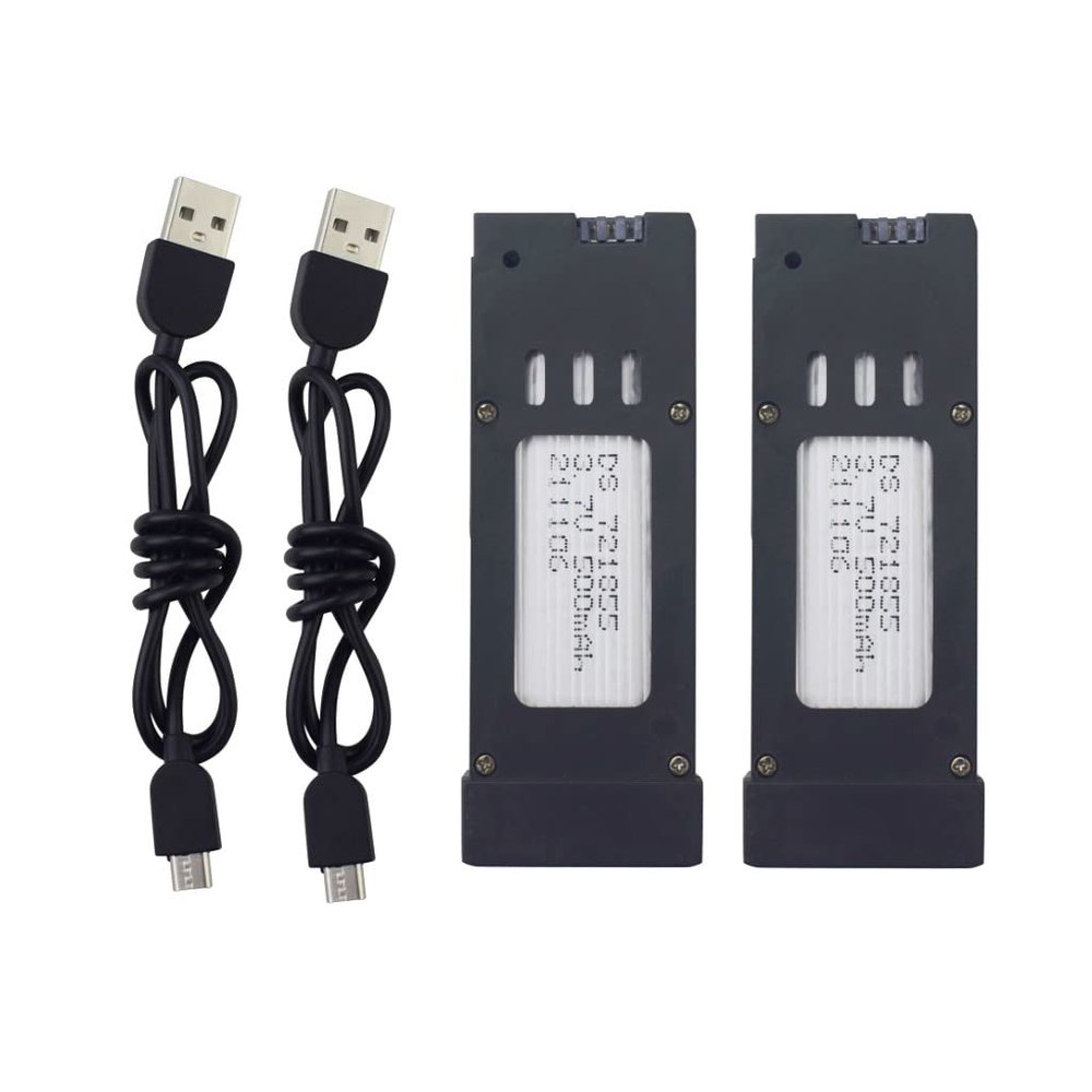 sea jump 2PCS 3.7v 500mAh Lithium Battery with 2PCS USB Charging Cable for E58 S168 Folding Quadcopter 4K HD Aerial Drone Spare Battery
