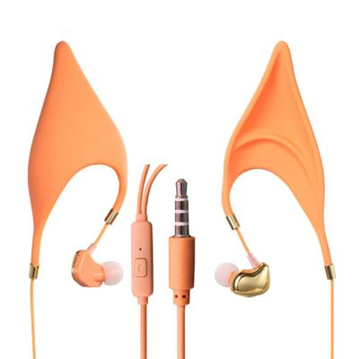Fairy Ear Shape Earphone with Microphone, Orange Silicone Halloween Season