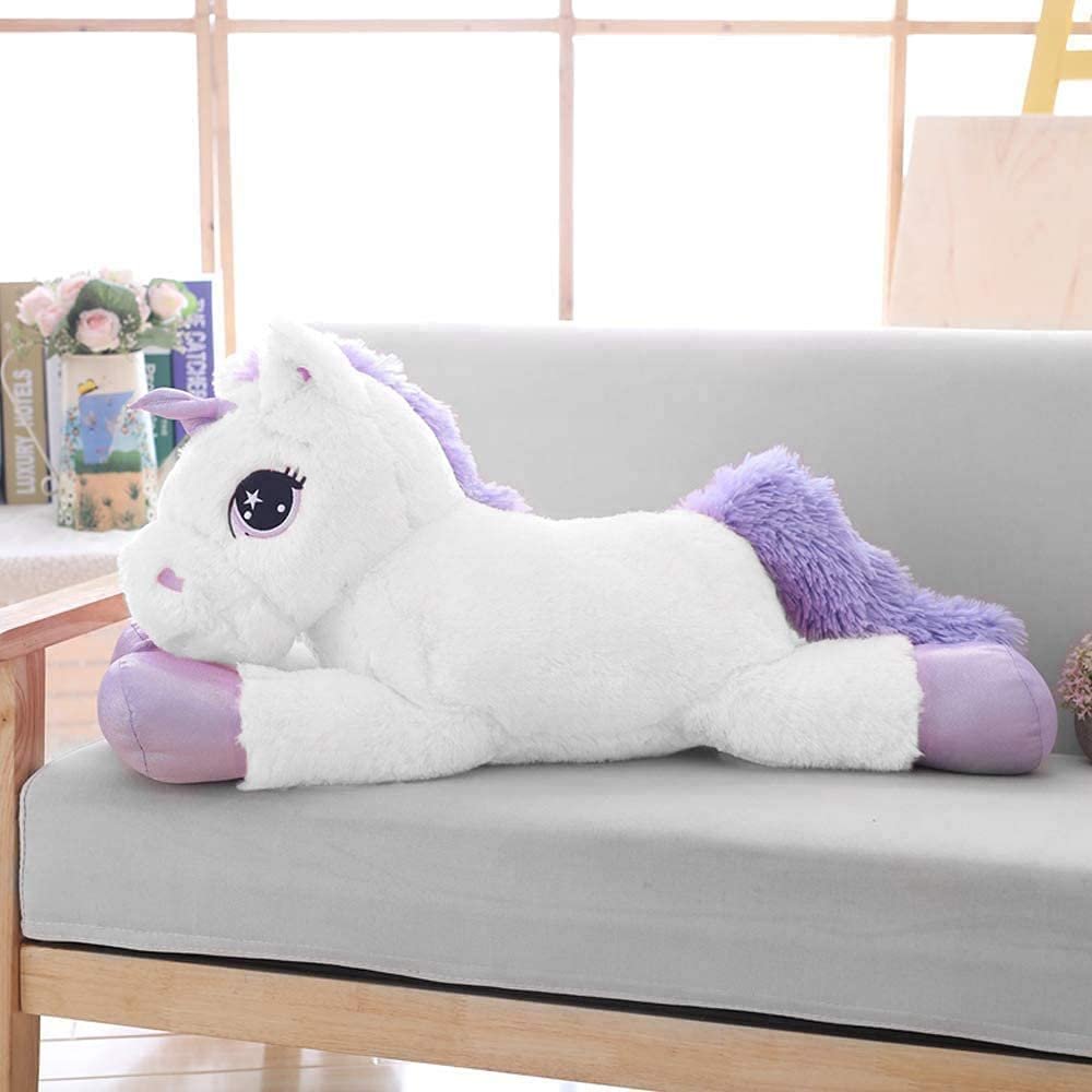 Lanmore Big Unicorn Stuffed Animal Giant Stuffed Unicorn Plush, Soft Cute Pillow for Girls Kids, Christmas Birthday Gift, White 24"