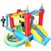 WELLFUNTIME Inflatable Bounce House with Slide, Jumping Castle with Blower and Wave Pool, Basketball Rim, Football Goal view 1