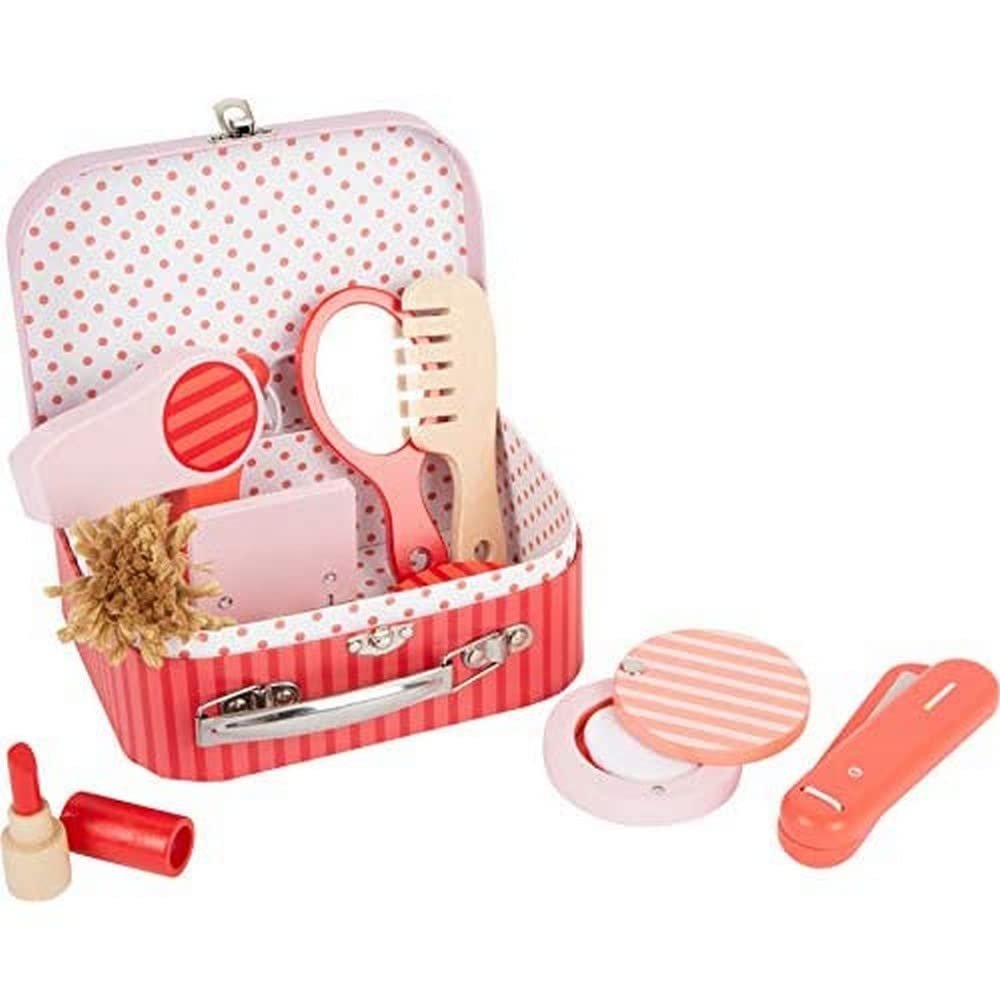 Small Foot 11776 Retro Makeup & Hair Stying Kit, Made of Wood, Comprehensive Toy Beauty Set, for Ages 3+ Years