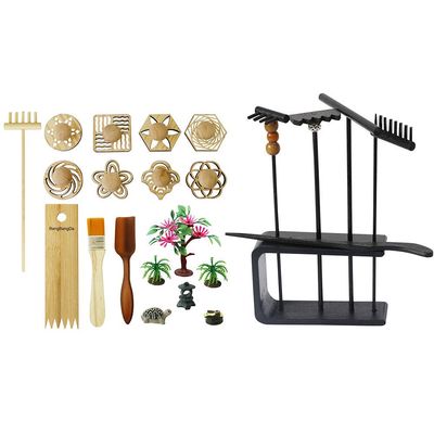 BangBangDa Zen Garden Stamps Rake Accessories kit - Meditation Office Tabletop Miniature Sandbox Tool Accessories Supplier - Father Mother Mon Dad Man Women Zen Gifts