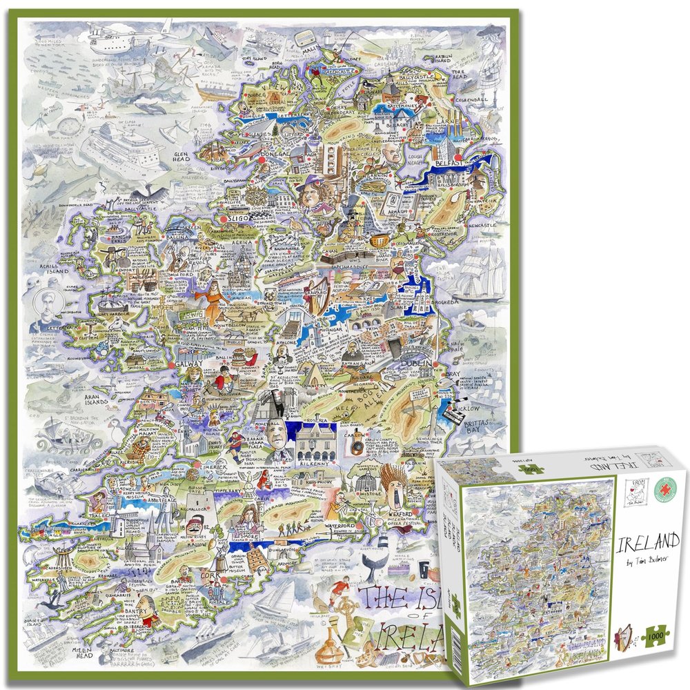1000 Piece Jigsaw Puzzle - Comical Map of Ireland Irish Artwork by Tim Bulmer - Comical 1000 Piece Puzzles for Adults Colorful Jigsaw Puzzle 66cm X 50cm Funny Jigsaw Puzzles, Gift Idea St Patricks
