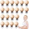 24 Pieces Natural Beech Wood Pacifier Clips Teething Grasping Toy Suspender Clips Charm DIY Pacifier Clips Holder Accessories view 1