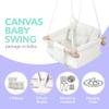 CaTeam - Canvas Baby Swing, Wooden Hanging Swing Seat Chair with Safety Belt, Durable Baby Swing Chair, Outdoor and Indoor Swing for Kids, Mounting Hardware Included, Ivory view 3