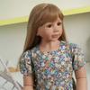 47inch Reborn Toddler Doll,Huge Baby Full Body Hard Vinyl Smile Girls Real Child Realistic Newborn Toddler Dolls Girl Age 4 Dress Model Brown Hair Girl Collectible Floral Dress view 4
