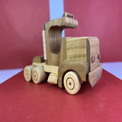 Handmade Wooden Semi Truck with Large Cab - Natural Wooden Toy