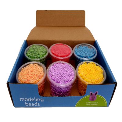 Dondor Fun Squashy Foam Modeling Beads Play Kit - Kids' Arts & Crafts Supplies - 6 Containers - Ages 3+