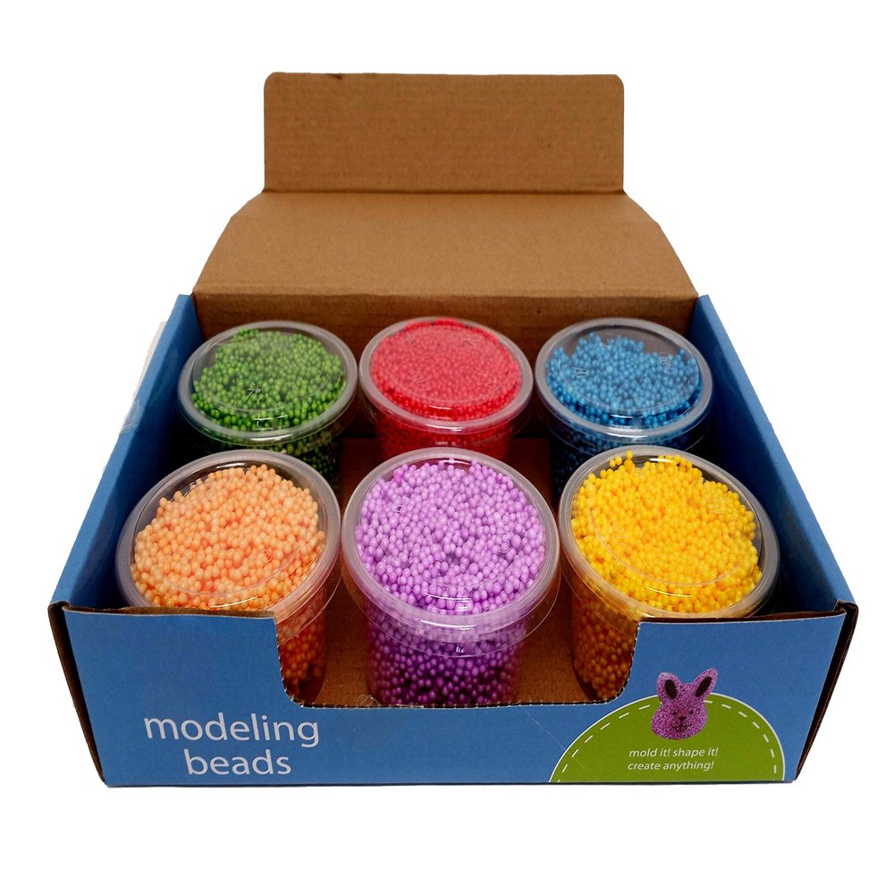 Dondor Fun Squashy Foam Modeling Beads Play Kit - Kids' Arts & Crafts Supplies - 6 Containers - Ages 3+