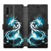 Leather Wallet Case for Wiko View 4 / View 4 Lite Dragon Design Blue view 1