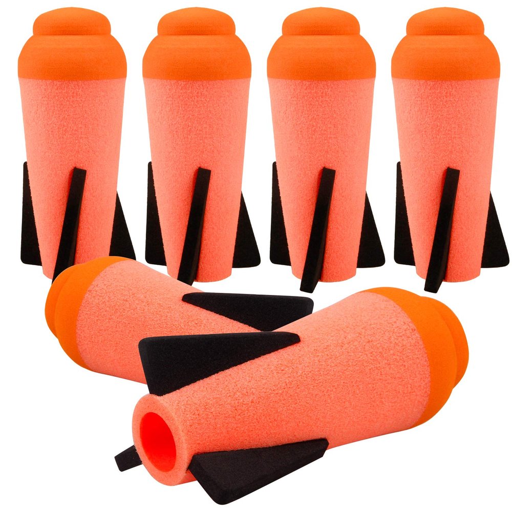 Ruibytree 6 Packs Mega Missile Refill for Nerf N-Strike Elite Series, Compatible Darts Mega Missile Refill Bullets Foam Rockets for Nerf Party (Orange)