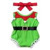 Alvivi Baby Girls Elf Christmas Costumes Xmas Halloween Cosplay Party Outfits Infant Romper Jumpsuit with Headband Set Green 3T view 1