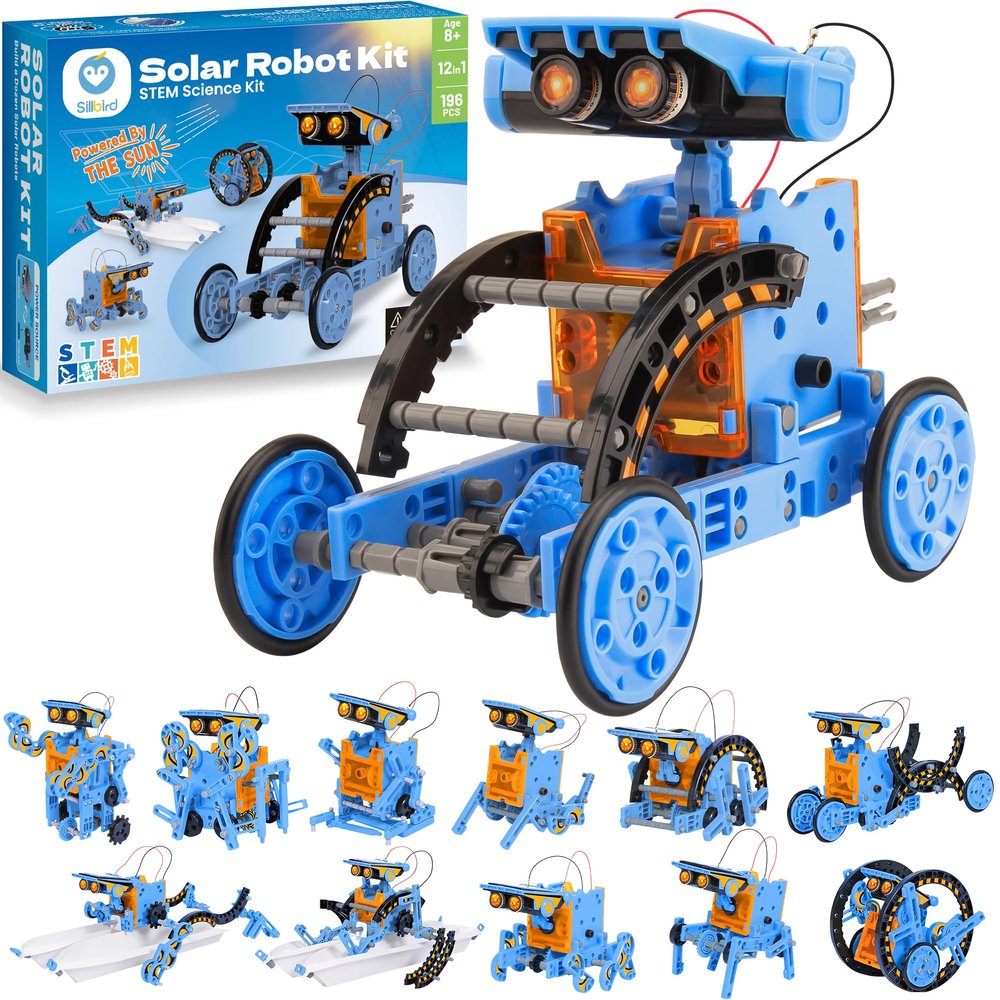 Sillbird Solar Building Robot Kit 12-in-1 STEM Gift for Boys Ages 8-13