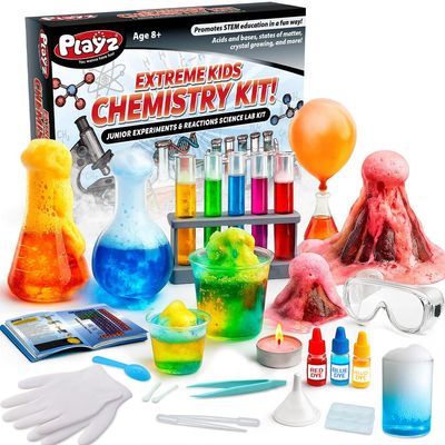 Playz Extreme Chemistry Set 52 Unique Experiments, Science Kits for Kids Age 8-12, Lab Gear, Volcano Project, Learning Tools, Fair Activity, Discovery Gift, STEM Toys for Boys and Girls