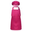 Mufeng Kids Children kitchen Chef Costume Cooking Apron and Hat Set Cooking Baking Set Halloween Cosplay Costumes Rose Red S view 1