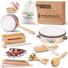LOOIKOOS Montessori Natural Wooden Musical Instruments Set for Toddlers Preschool Educational Percussion Toys with Storage Bag, Safe Early Learning Toys for Boys Girls (3+) view 1