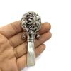 Victorian Style Day & Night Baby Rattle with Ruby Stone Mother of pearl Handle view 3