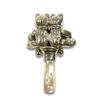 Victorian Style Two Teddy Bear Baby Rattle with Glass Eyes Mother of pearl Handle view 2