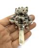 Victorian Style Two Teddy Bear Baby Rattle with Glass Eyes Mother of pearl Handle view 3