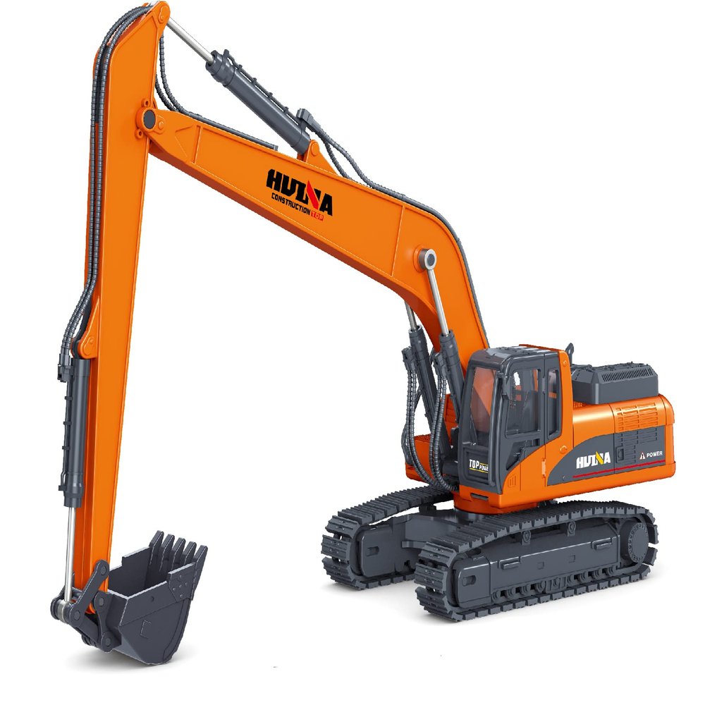 1PC Long Reach Excavator Toy for Kids, Heavy Duty Construction Vehicle Digger Toy, 360-degree Rotatable Driver's Compartment, Multi-jointed Movable Tracked Vehicle for Kids Gift (Orange)