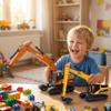 1PC Long Reach Excavator Toy for Kids, Heavy Duty Construction Vehicle Digger Toy, 360-degree Rotatable Driver's Compartment, Multi-jointed Movable Tracked Vehicle for Kids Gift (Orange) view 2