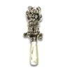 Victorian Style Teddy Bear Baby Rattle with Glass Eyes Mother of pearl Handle view 1