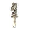 Victorian Style Sea Horse Baby Rattle with Emerald Eyes Mother of pearl Handle view 2