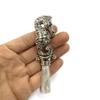 Victorian Style Sea Horse Baby Rattle with Emerald Eyes Mother of pearl Handle view 3