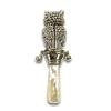 Victorian Style Owl Baby Rattle with Glass Eyes and Mother of pearl Handle view 2