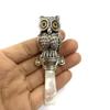 Victorian Style Owl Baby Rattle with Glass Eyes and Mother of pearl Handle view 3