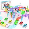 PicassoTiles 150 Piece Race Car Track Building Block Educational Toy Set Magnet Tile Magnetic Blocks Playset 4 Cars Early STEM Learning Construction Kit Hand-Eye Fine Motor Skill Brain Training PTR150 view 1