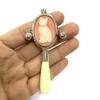 Victorian Style Cat or Kitten Pink Cameo Baby Rattle with Carved Resin Handle view 3