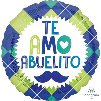 Anagram 4198801 Te Amo Abuelito Foil Mylar Party Balloon, 17", Multicolor, Pack of 1