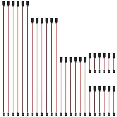 DYWISHKEY 30 Pieces Male to Female 3-Pin Servo Extension Cord Lead Wire Cable Connectors, Servo Remote Control Cables (5 Sizes)